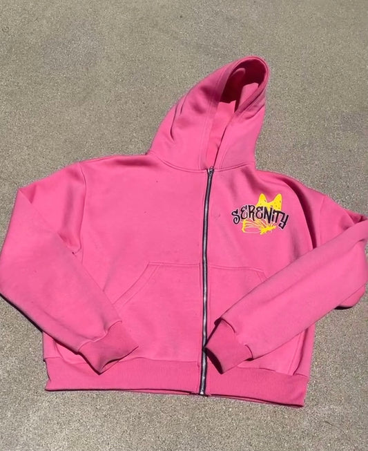 pink and yellow zip-up